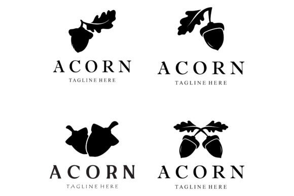 Download Simple Acorn Logo Design with Leaves,oak - Logo Collection